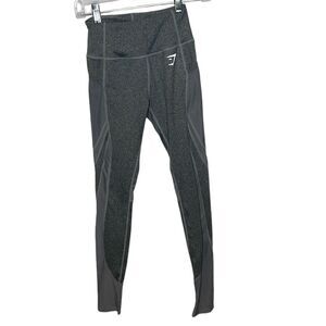 Gymshark Grey Mesh Sleek Sculptured Full Length High Rise Leggings/Pockets. XS.